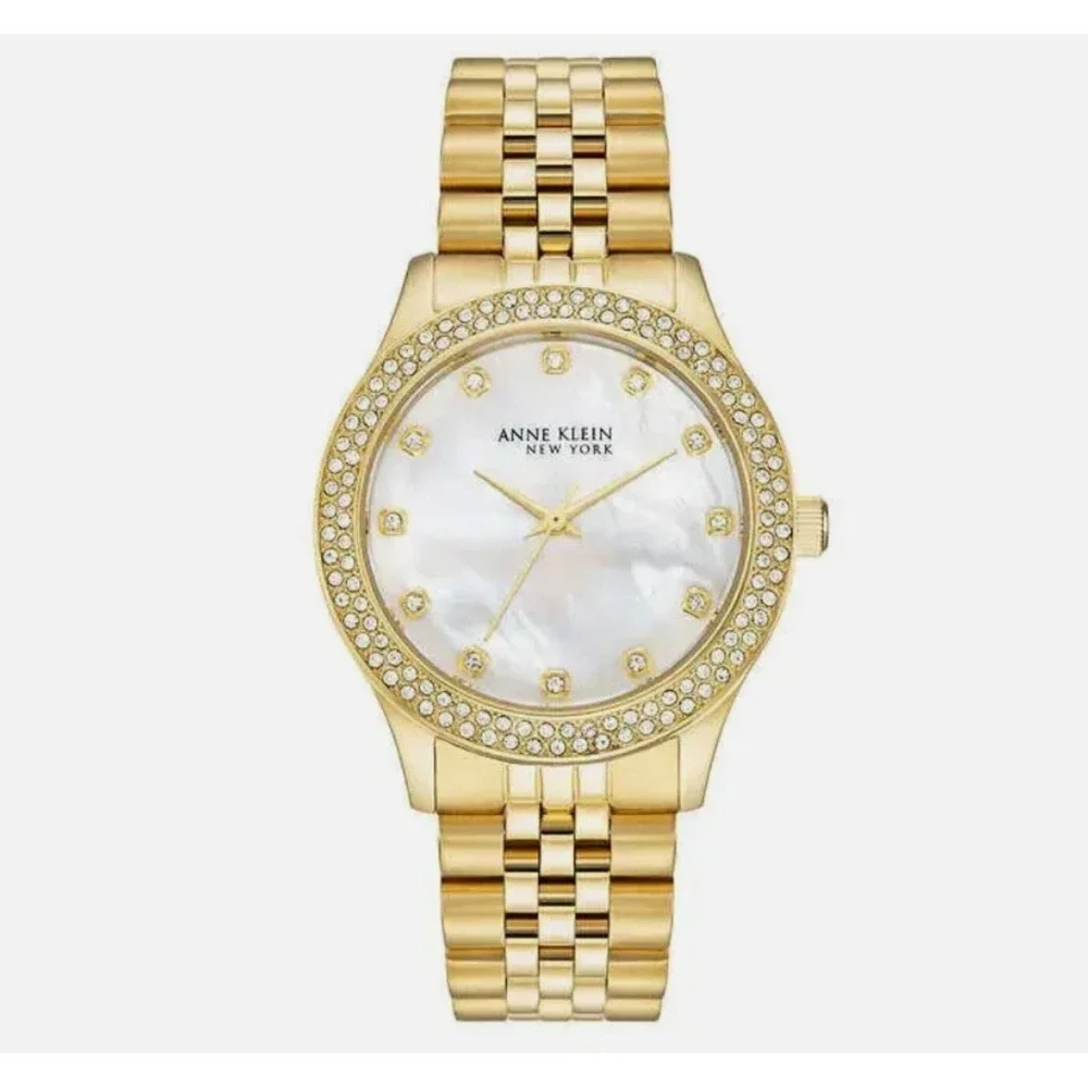 Anne Klein Mother-of-Pearl Dial Stainless Steel Gold-Tone Watch
